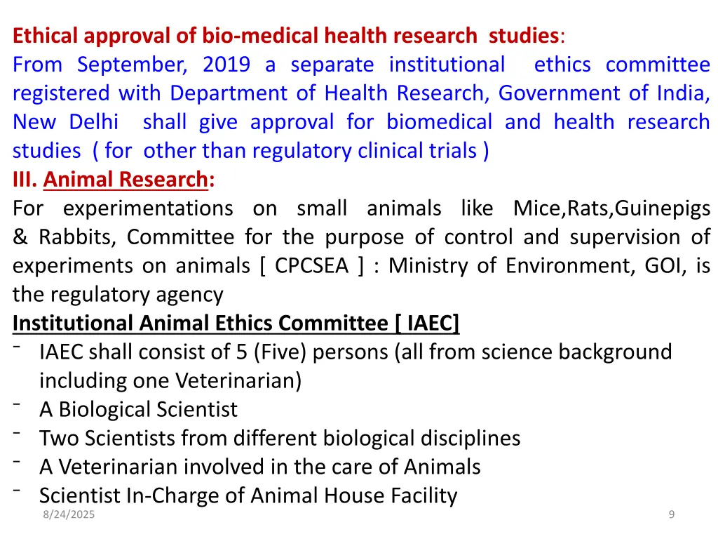 ethical approval of bio medical health research