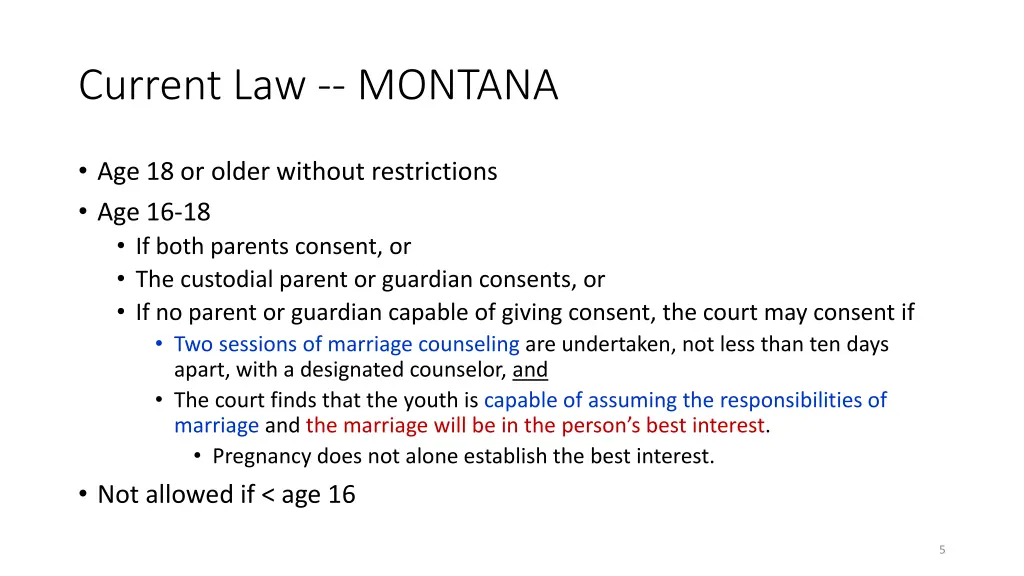 current law montana