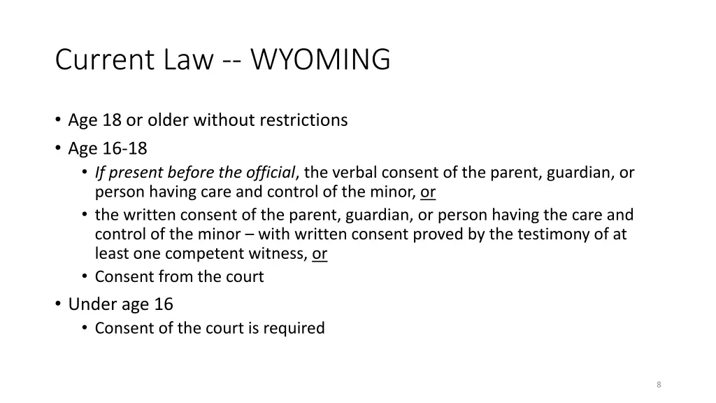 current law wyoming