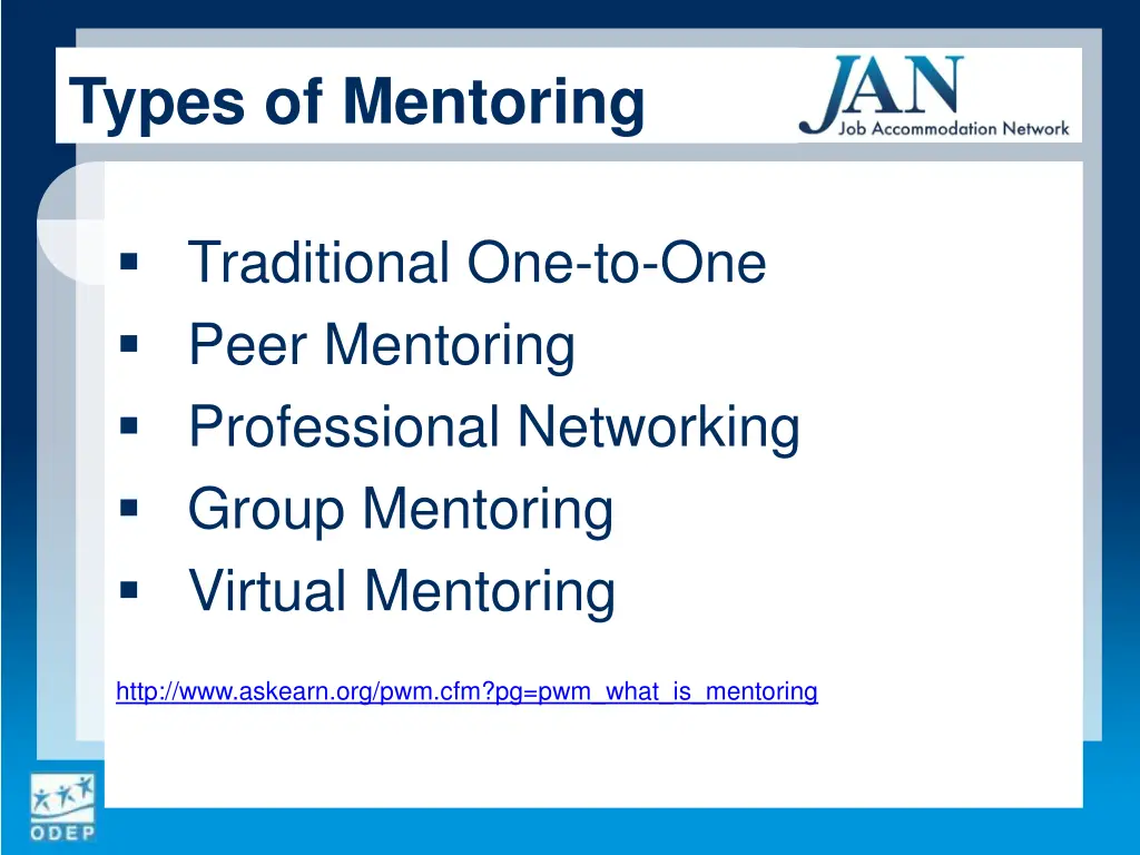 types of mentoring