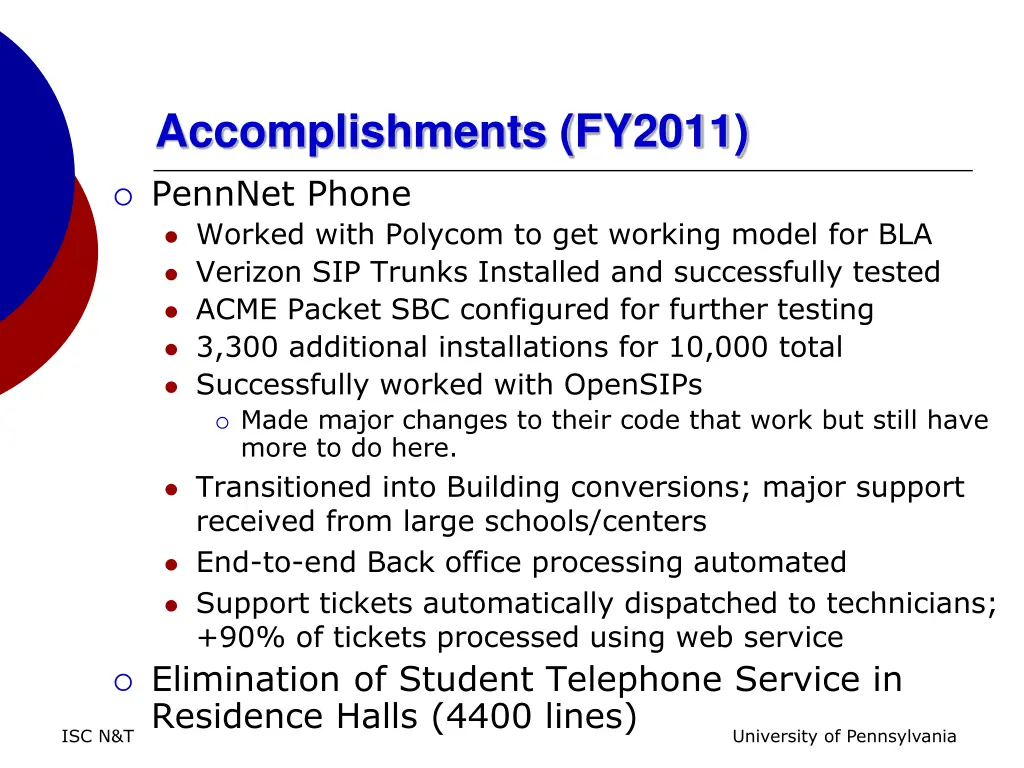 accomplishments fy2011