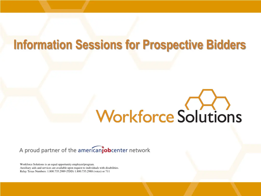 information sessions for prospective bidders