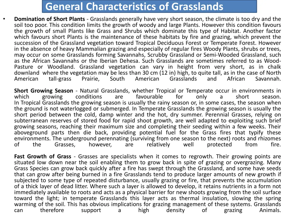 general characteristics of grasslands