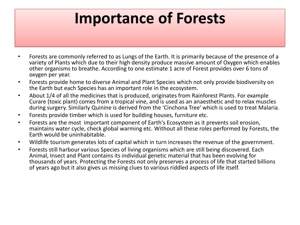 importance of forests