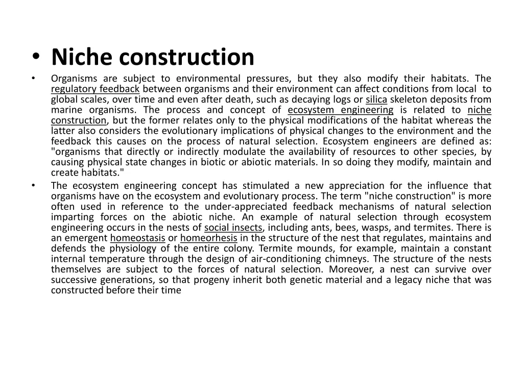 niche construction organisms are subject