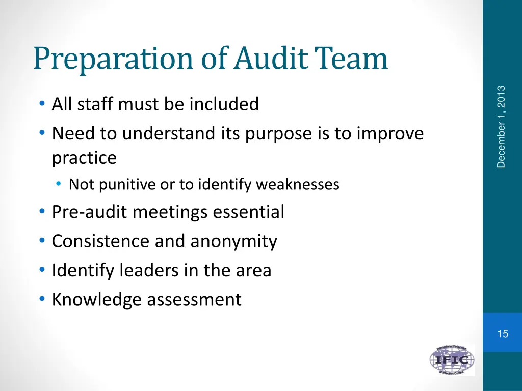 preparation of audit team