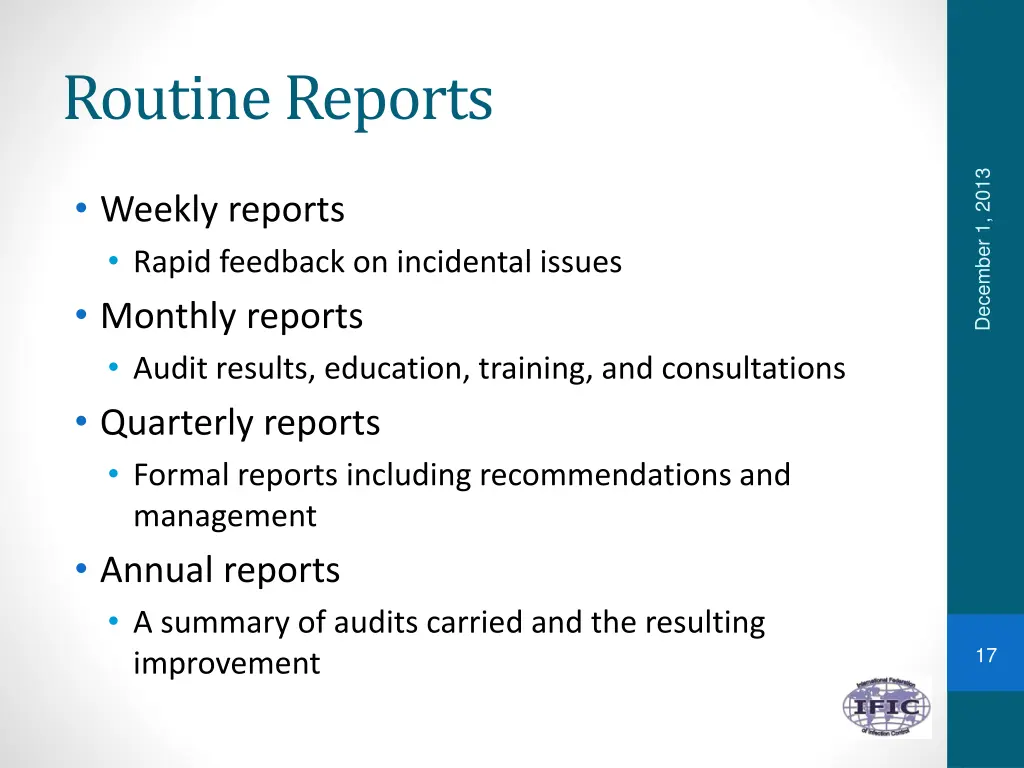 routine reports