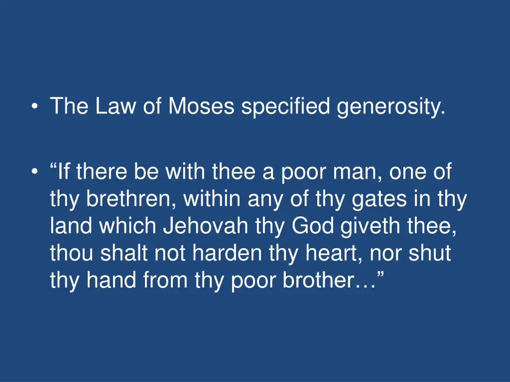 the law of moses specified generosity