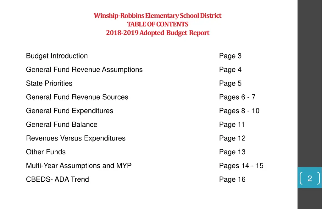 winship robbins elementary school district table