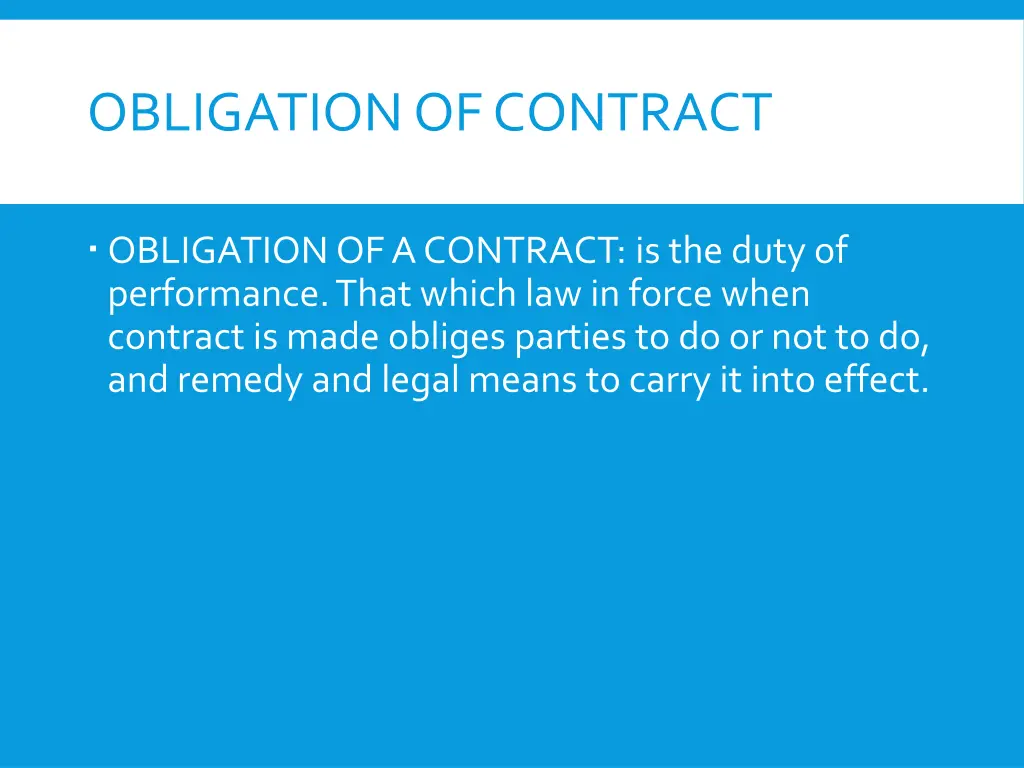 obligation of contract