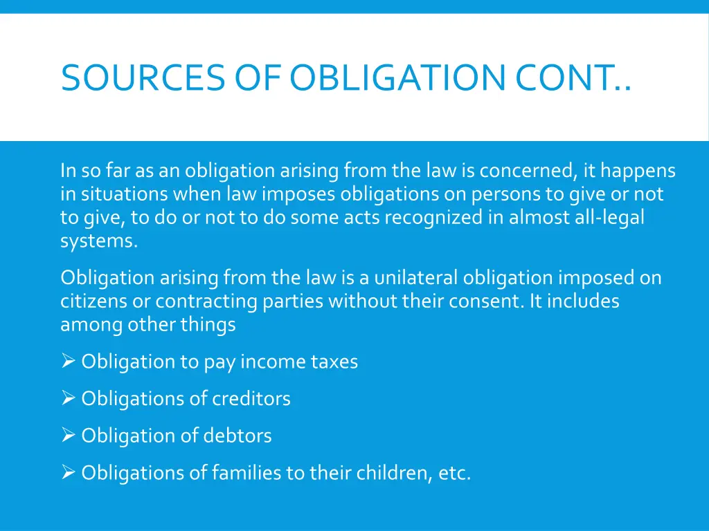 sources of obligation cont