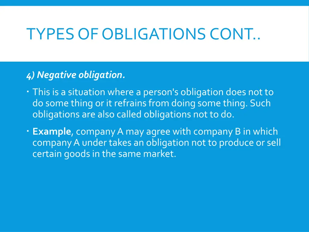 types of obligations cont 1