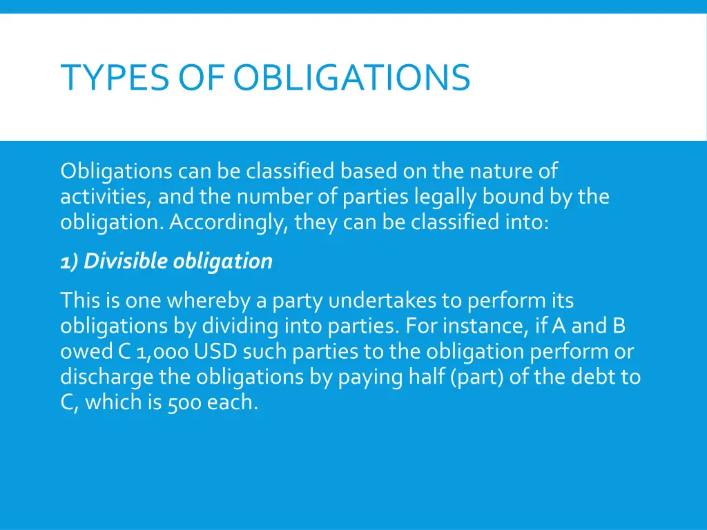 types of obligations