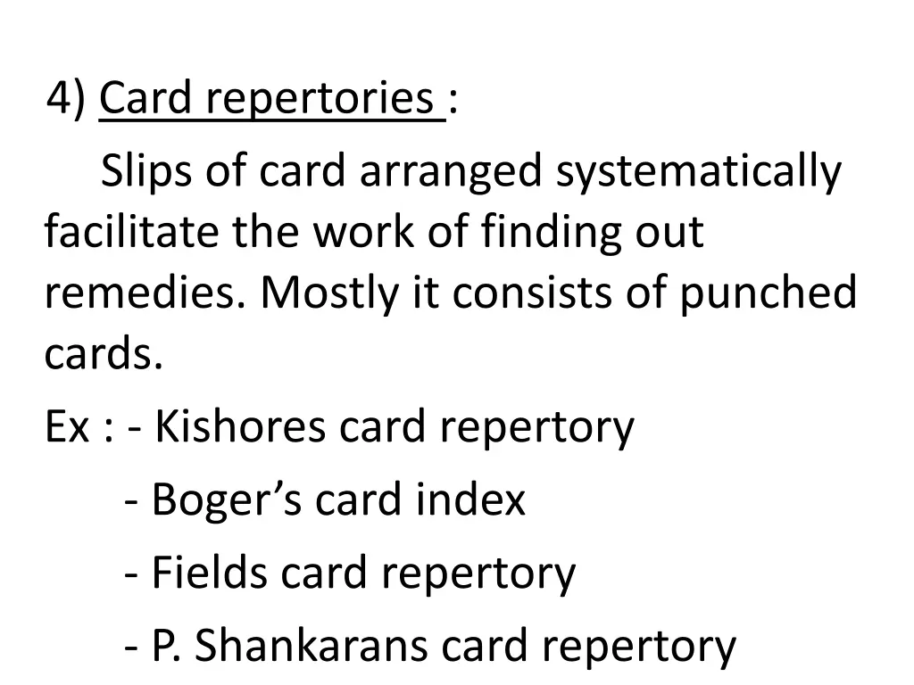 4 card repertories slips of card arranged