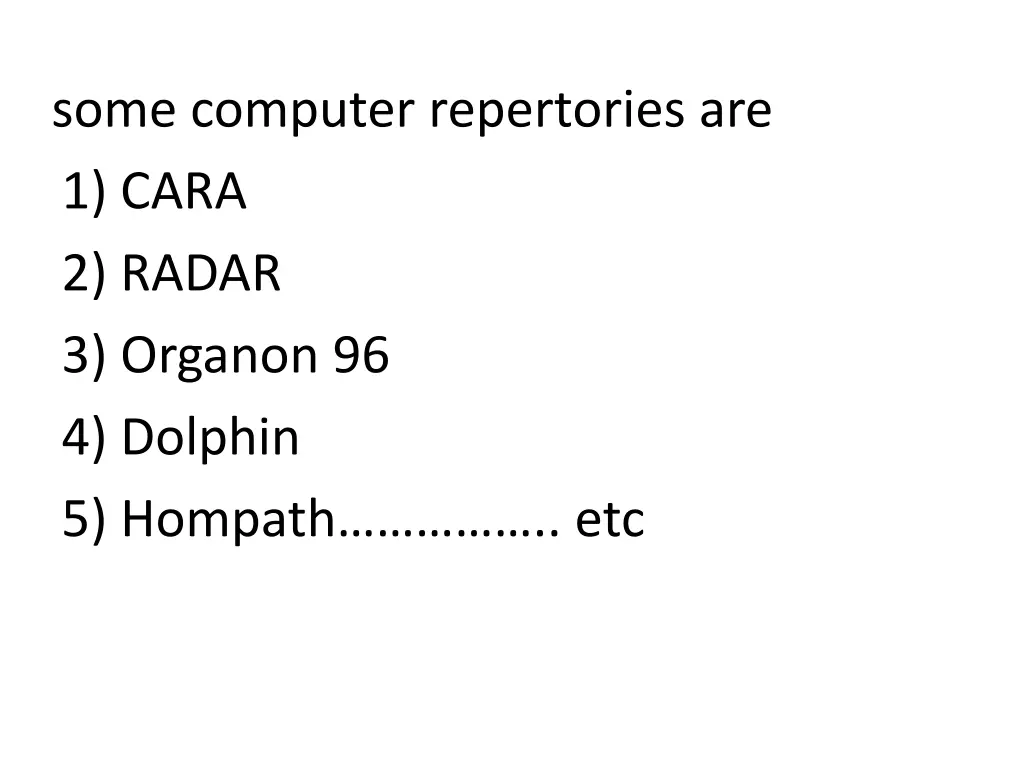 some computer repertories are 1 cara 2 radar