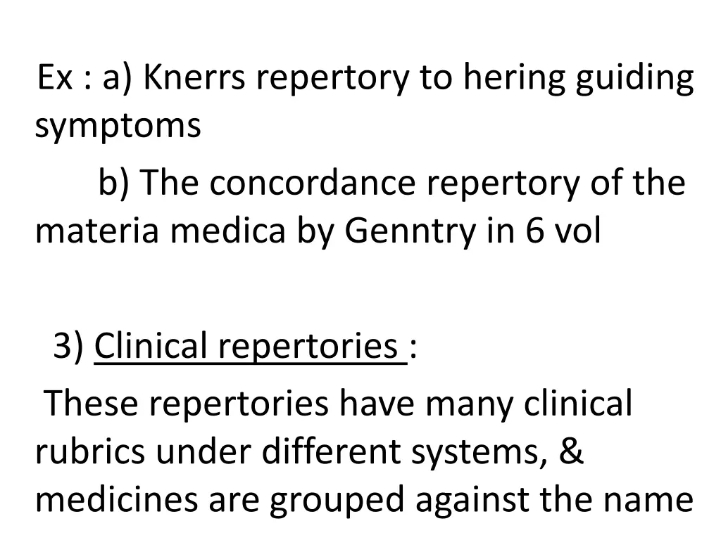 ex a knerrs repertory to hering guiding symptoms