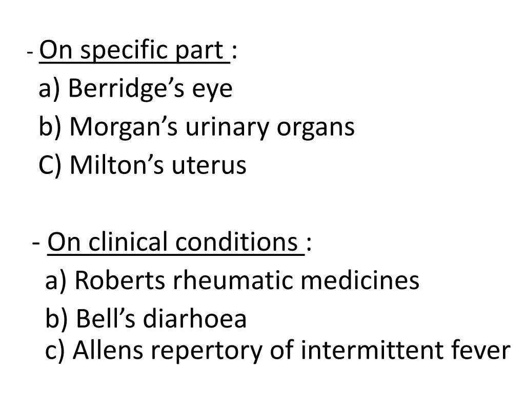 on specific part a berridge s eye b morgan