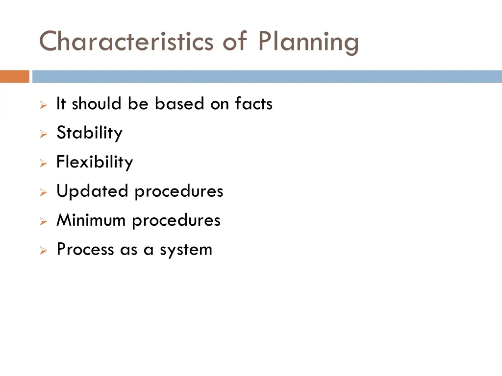 characteristics of planning