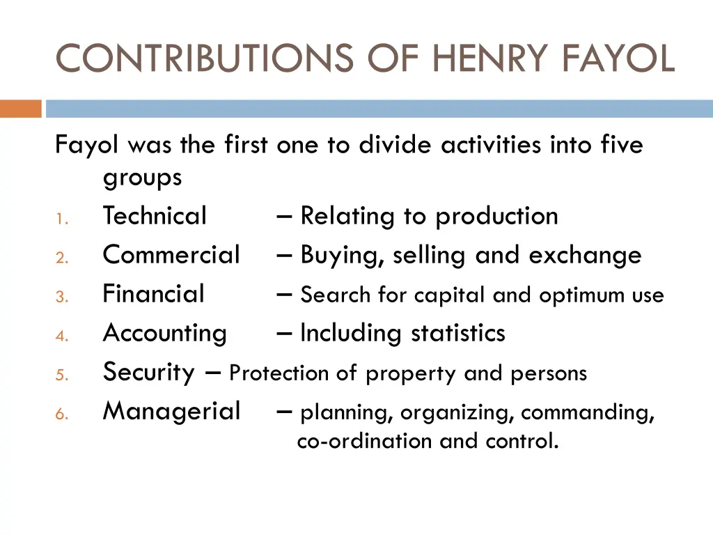 contributions of henry fayol