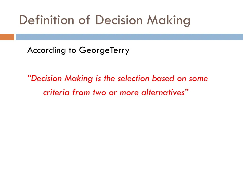 definition of decision making