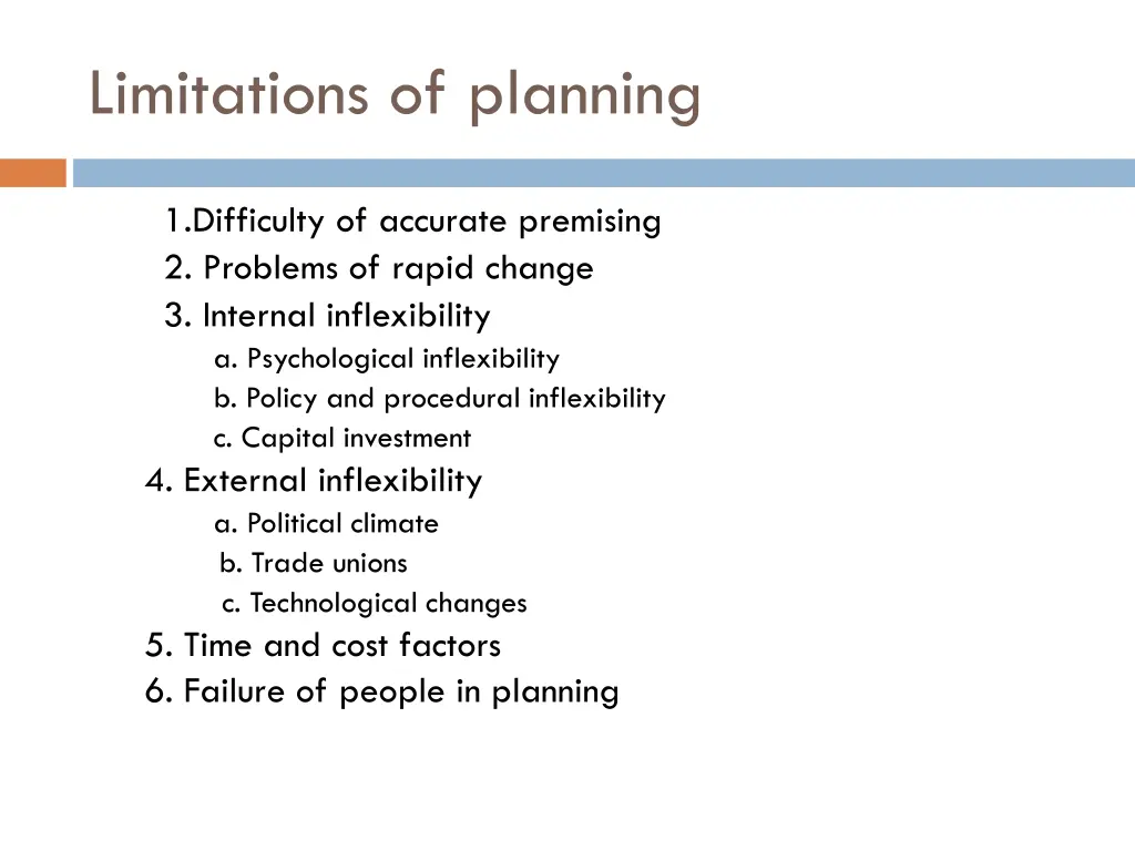 limitations of planning
