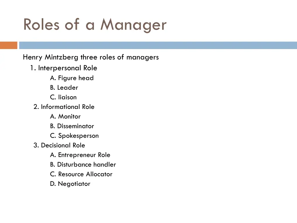 roles of a manager