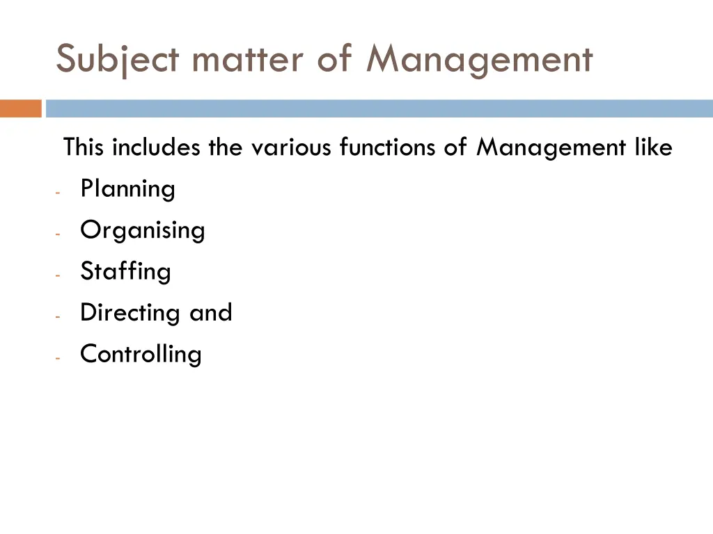 subject matter of management