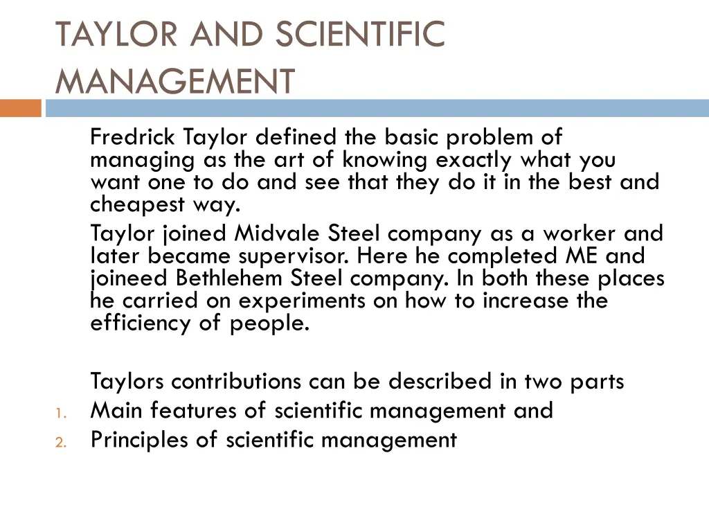 taylor and scientific management