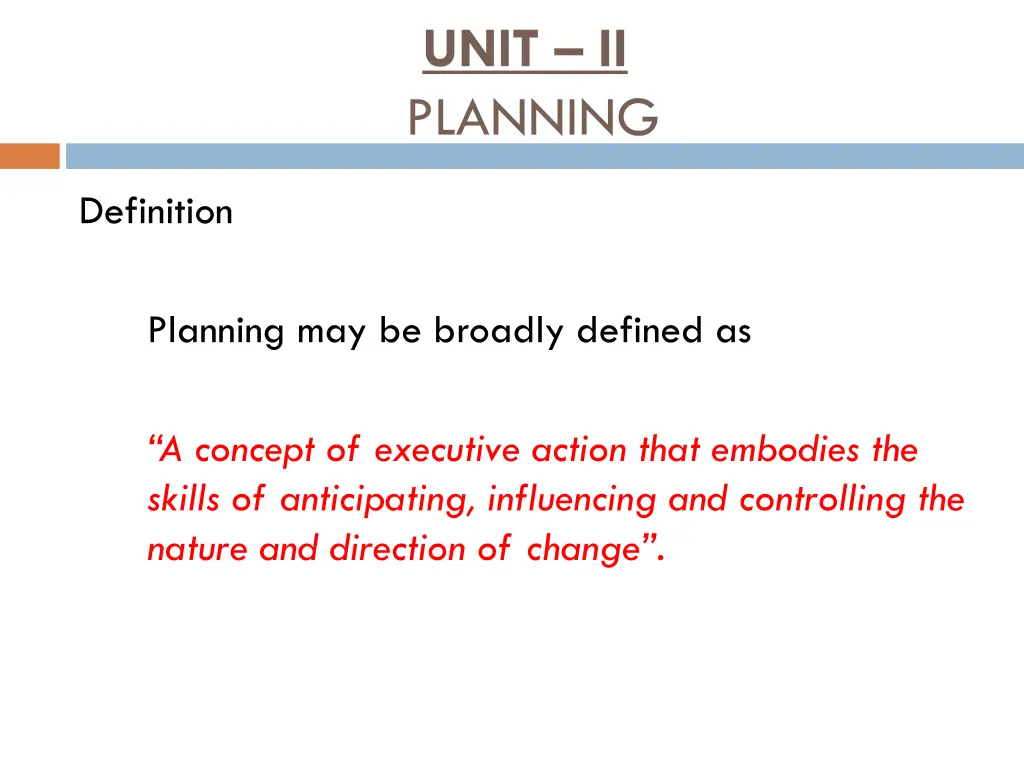 unit ii planning