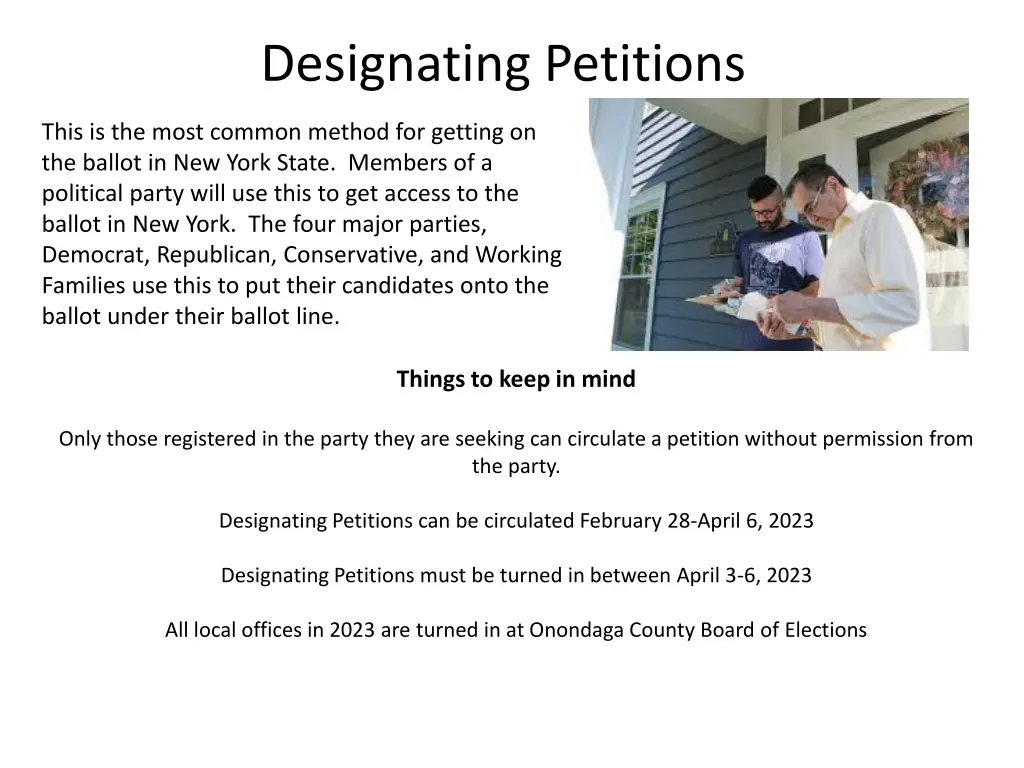 designating petitions
