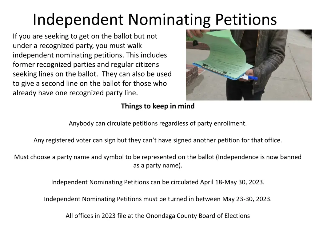 independent nominating petitions
