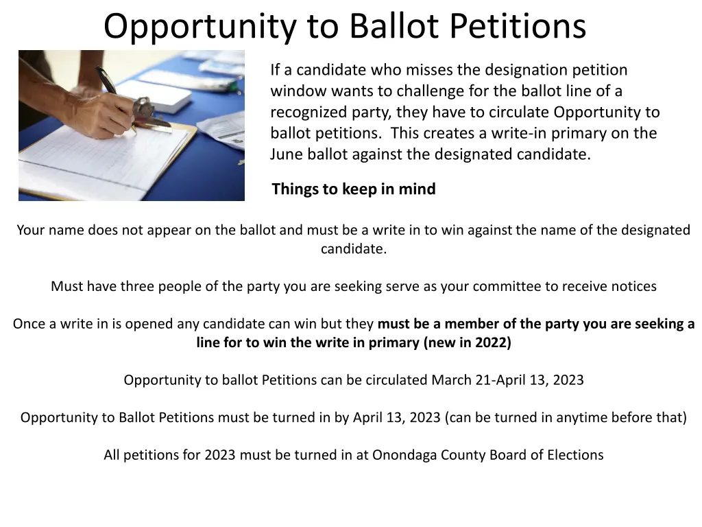 opportunity to ballot petitions
