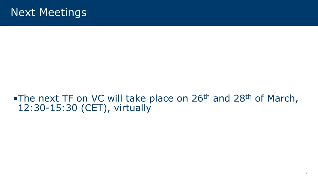 next meetings
