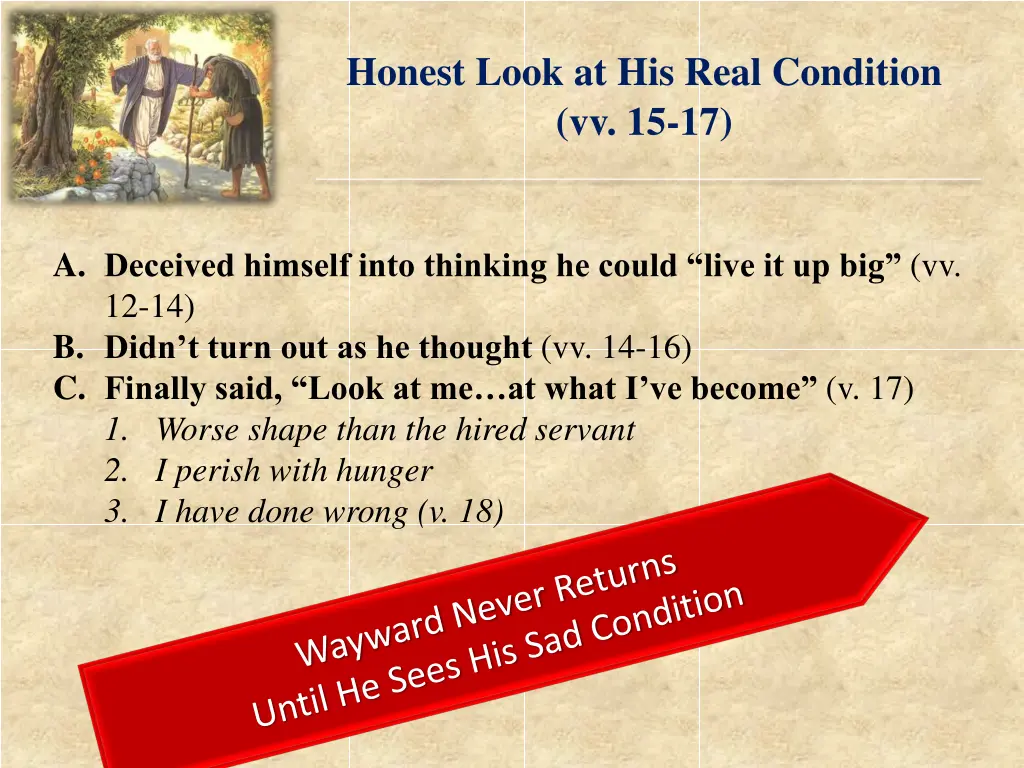 honest look at his real condition vv 15 17 2