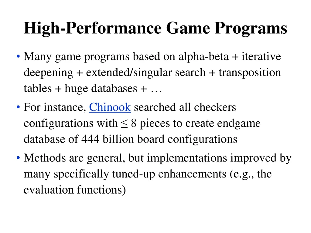 high performance game programs