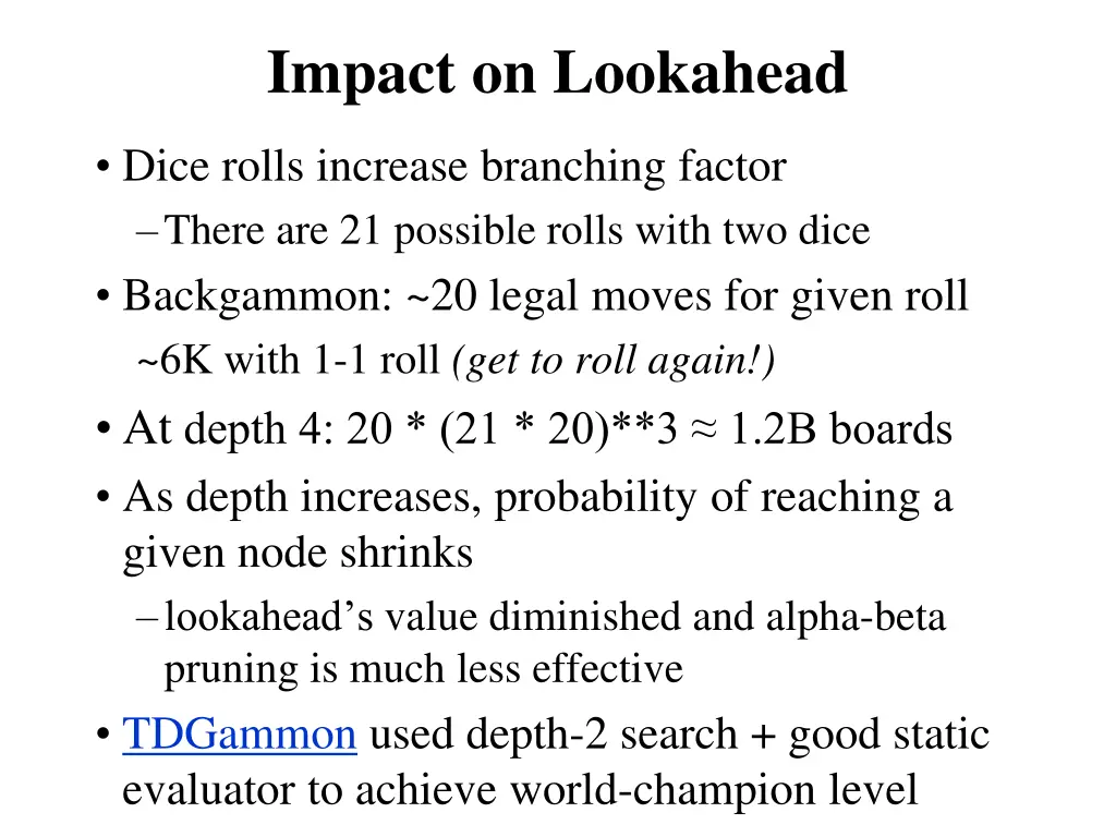 impact on lookahead