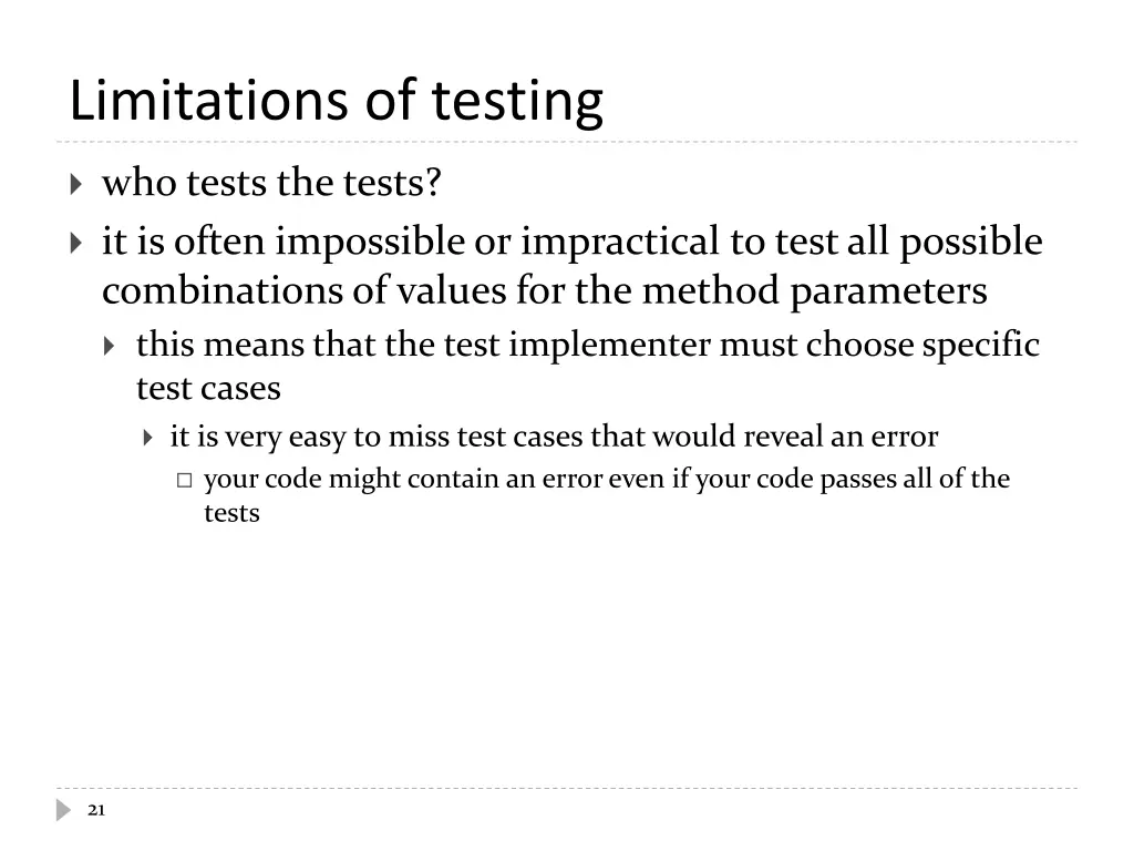 limitations of testing