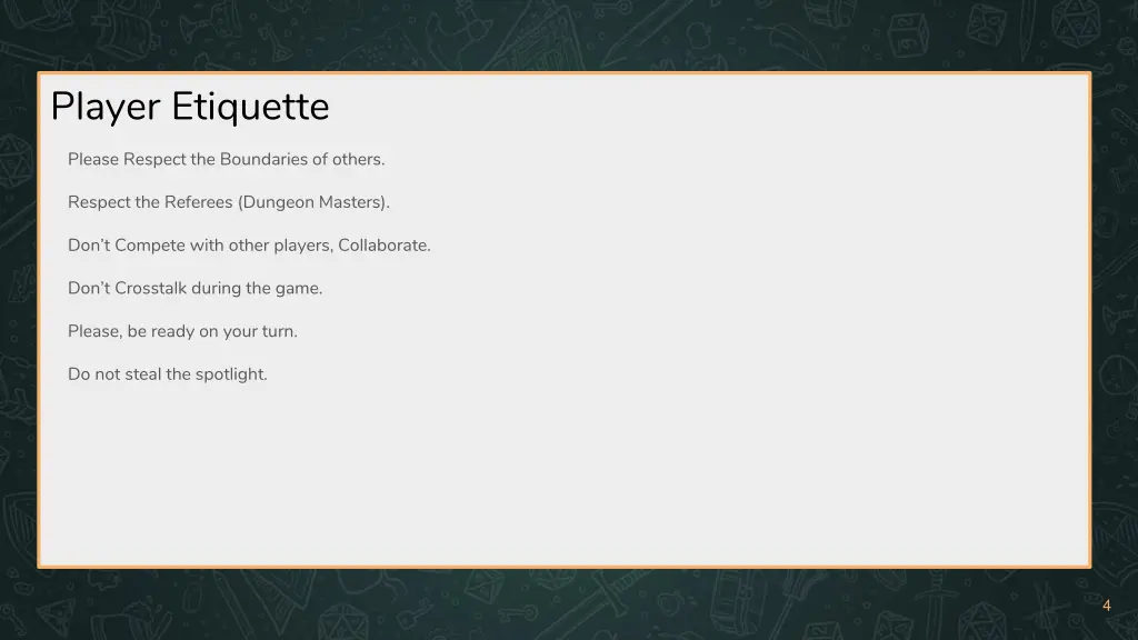 player etiquette