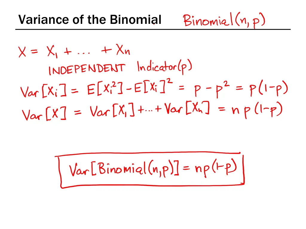 variance of the binomial