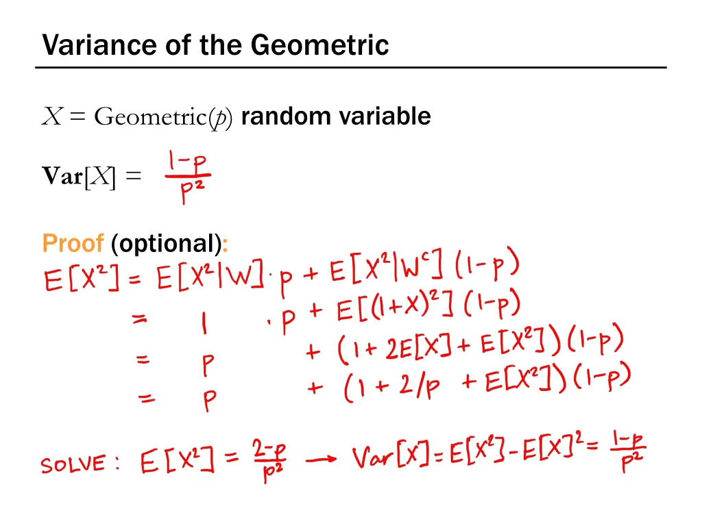 variance of the geometric