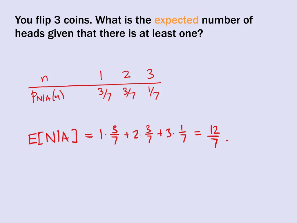 you flip 3 coins what is the expected number