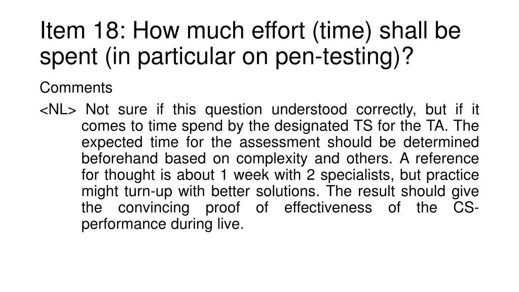 item 18 how much effort time shall be spent 1