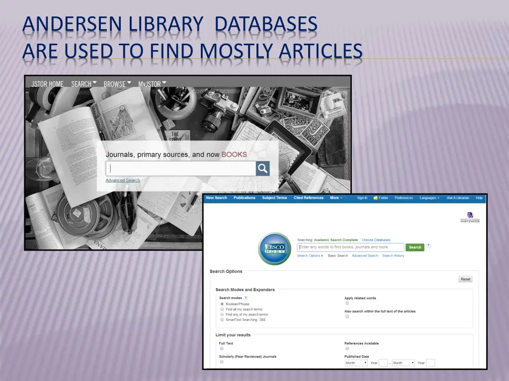 andersen library databases are used to find