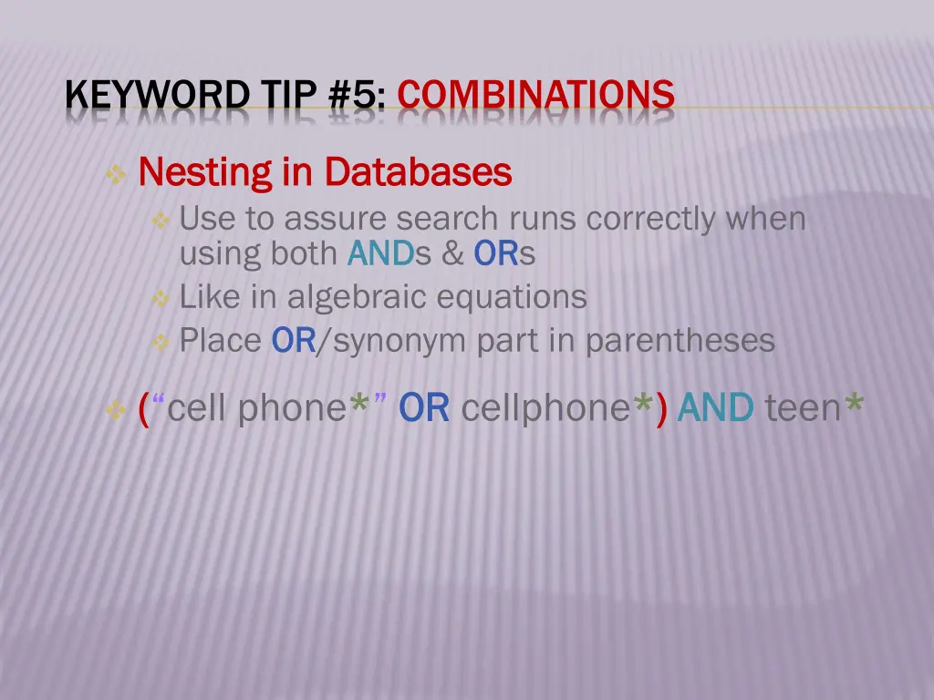 keyword tip 5 combinations