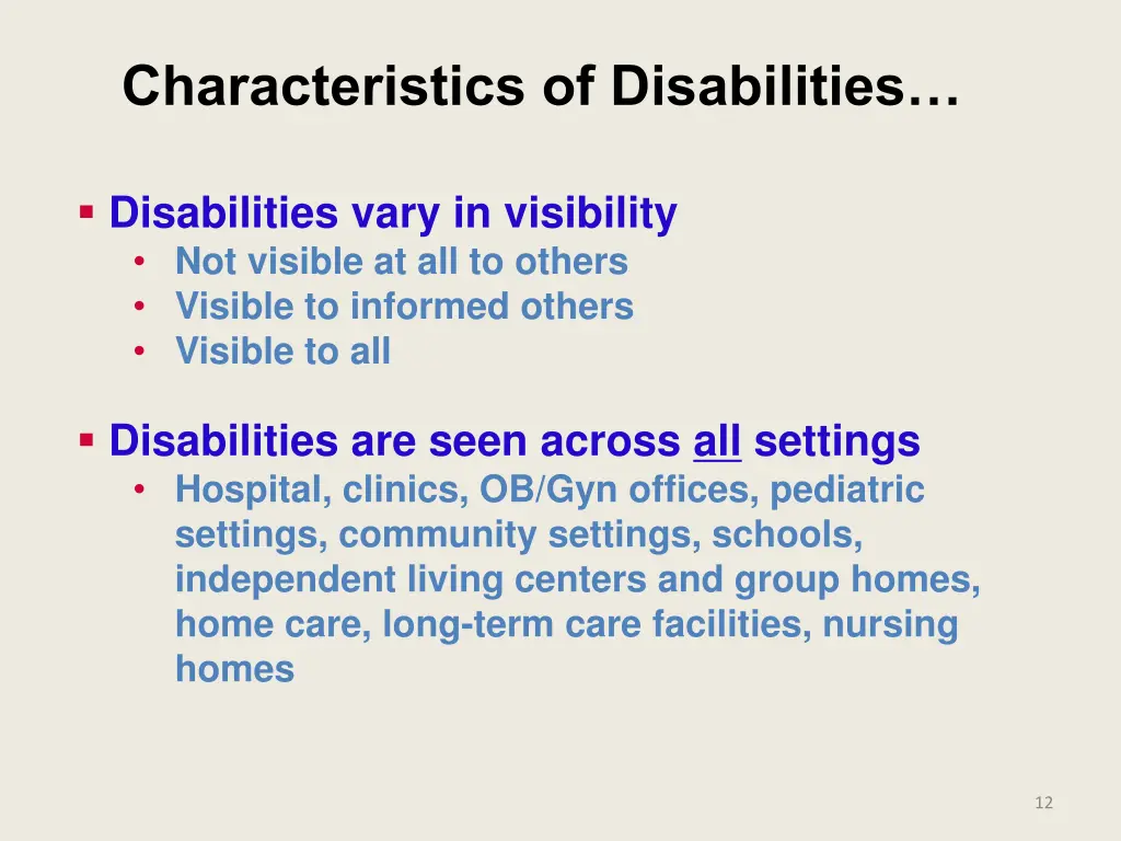 characteristics of disabilities 1