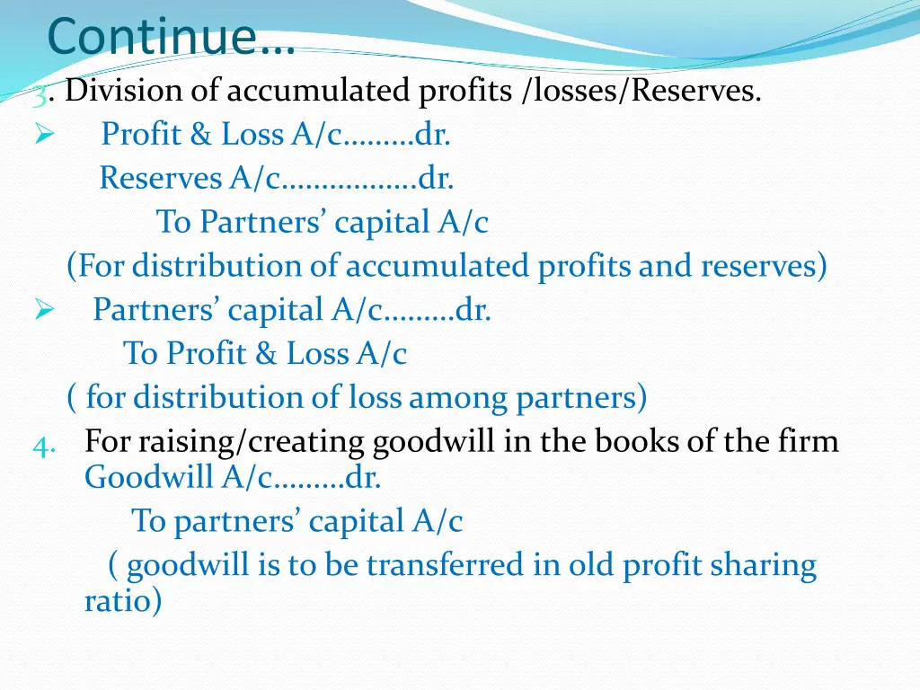 continue 3 division of accumulated profits losses