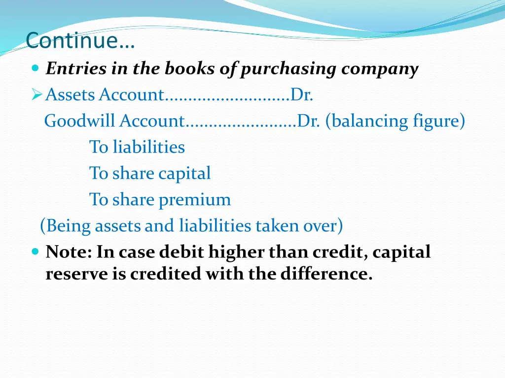 continue entries in the books of purchasing