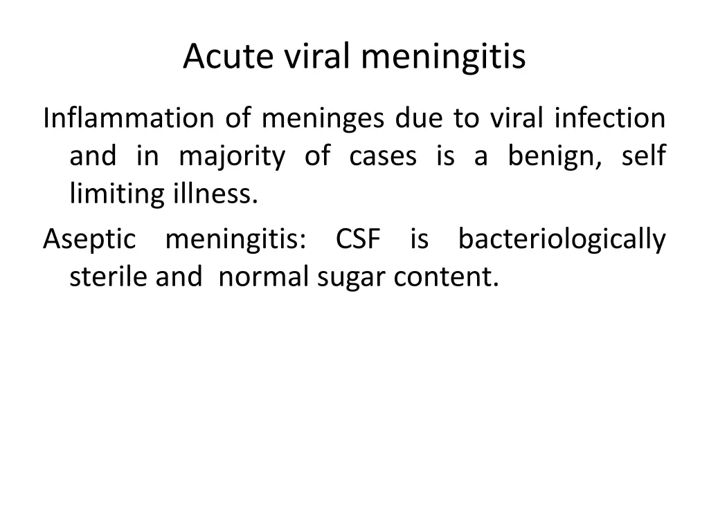 acute viral meningitis