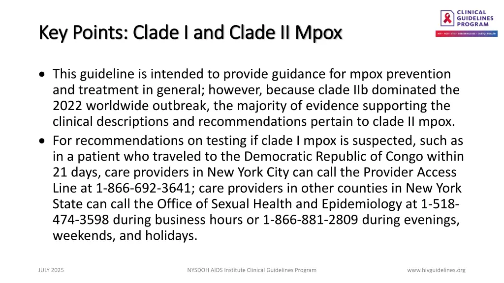 key points clade i and clade ii mpox key points