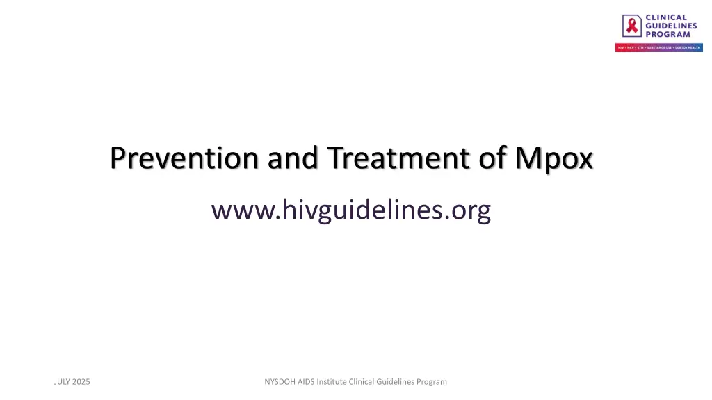 prevention and treatment of mpox